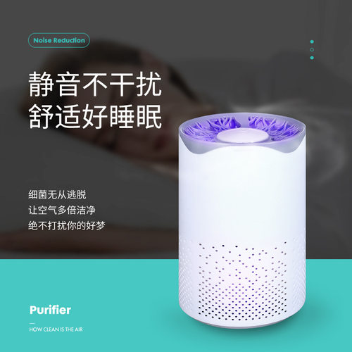 USB家用桌面办公室活性炭除味负离子小型空气净化器紫外线消毒什 - 图0