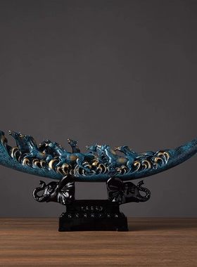 新中式龙纹象牙摆件轻奢