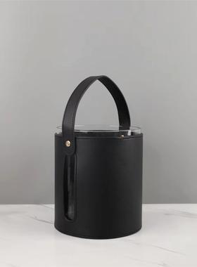 现代简约皮革玻璃醒酒器红酒冰桶摆件客厅餐厅吧台酒店家居装饰品