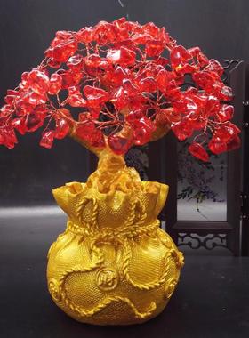 黄水晶发财树摇钱树摆件招财家居装饰办公室桌电视柜酒柜开业礼品