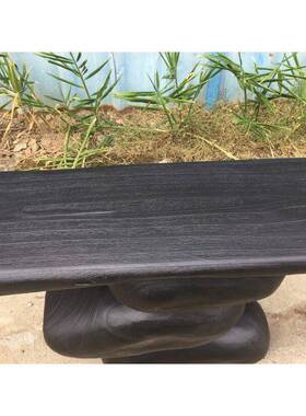 原创侘寂风碳化黑色实木原木设计艺术定制复古创意玄关桌异形桌子