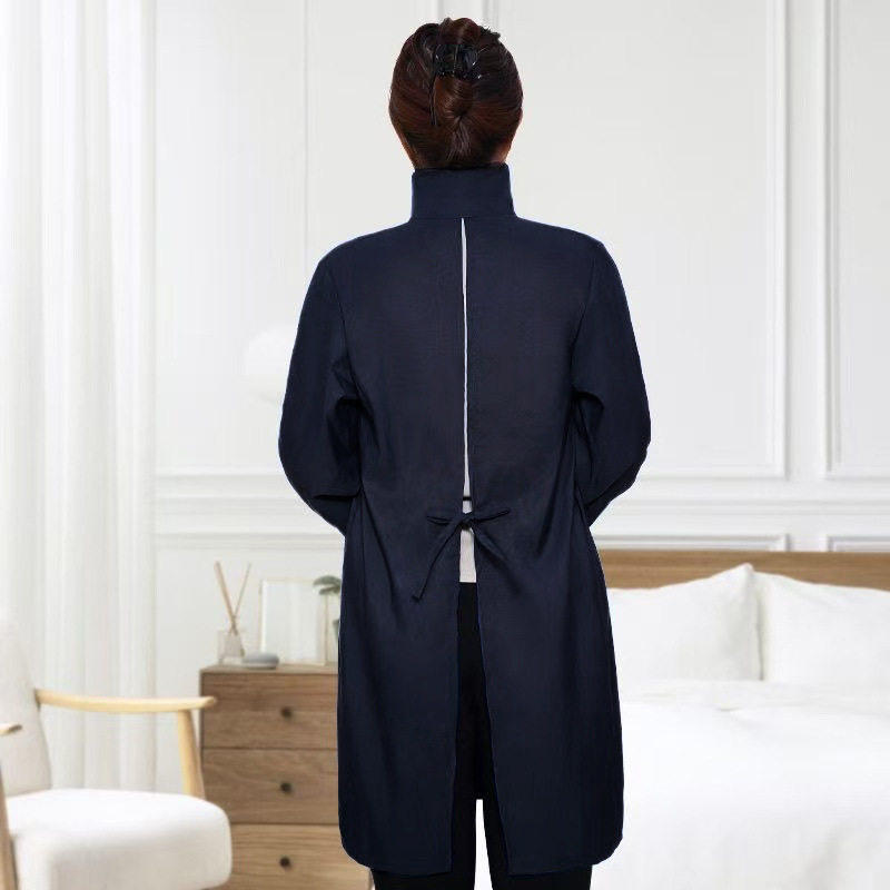 新款防泼水罩衣简约做饭围腰定制长袖围裙厨房家用上班工作服男女 - 图1