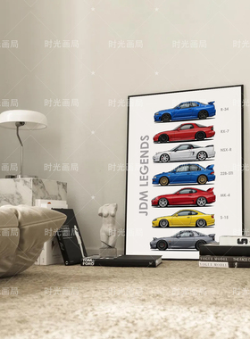 JDM 传奇日系性能车复古海报汽车文化怀旧收藏卧室拉丝铝合金挂画