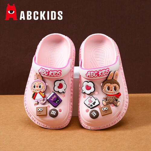 abckids拉布布女童洞洞鞋儿童拖鞋夏季新款防滑凉鞋女孩沙滩凉拖 - 图1