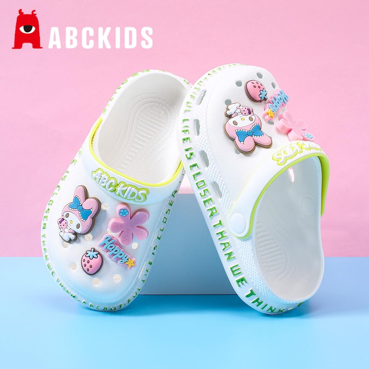 abckids女童洞洞鞋儿童拖鞋夏季新款防滑凉拖宝宝女孩凉鞋沙滩鞋,淘宝优惠券,粉丝福利购,淘宝优惠卷