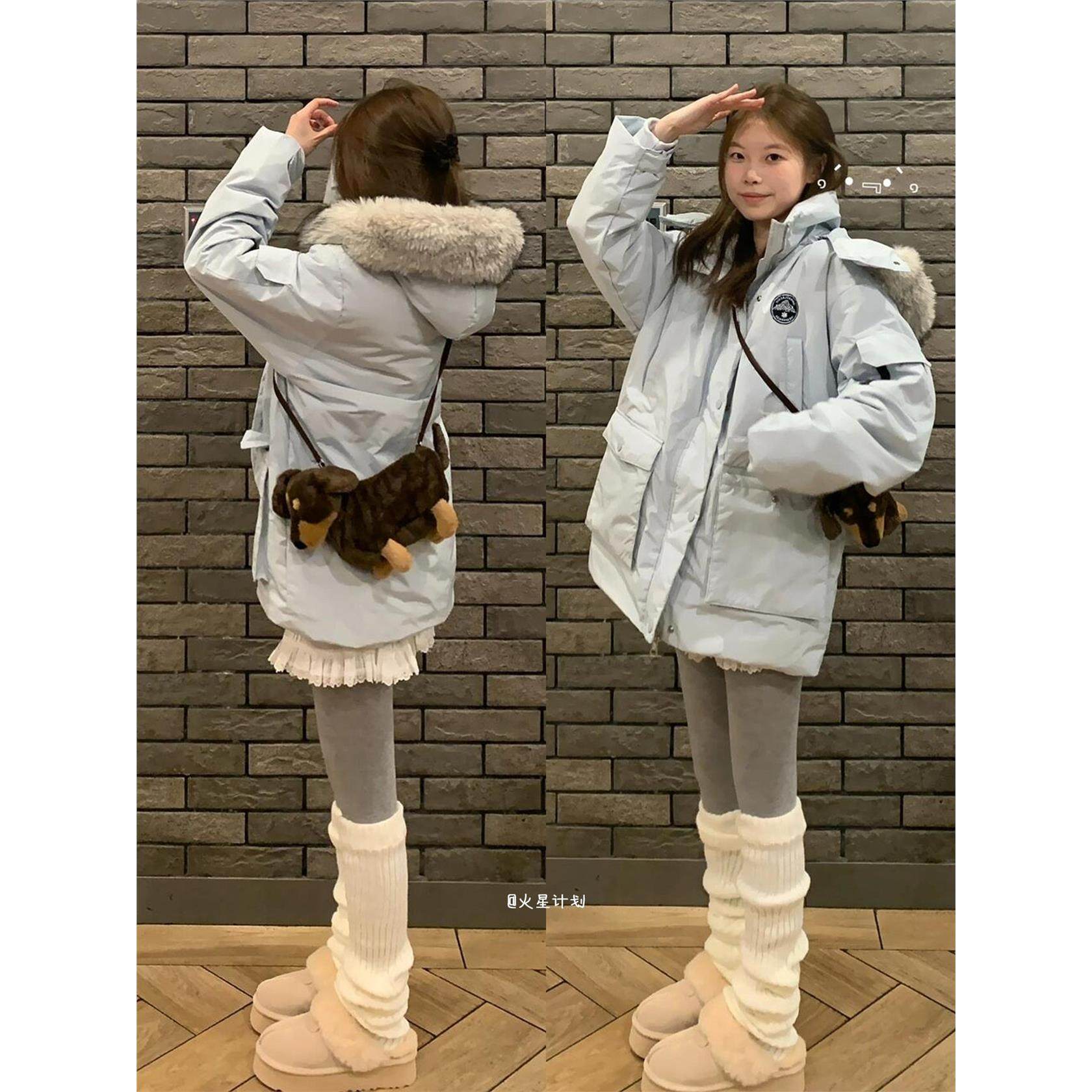 派克服外套2025新款高级感冰川蓝加绒加厚棉衣棉服女工装毛领棉袄,淘宝优惠券,粉丝福利购,淘宝优惠卷