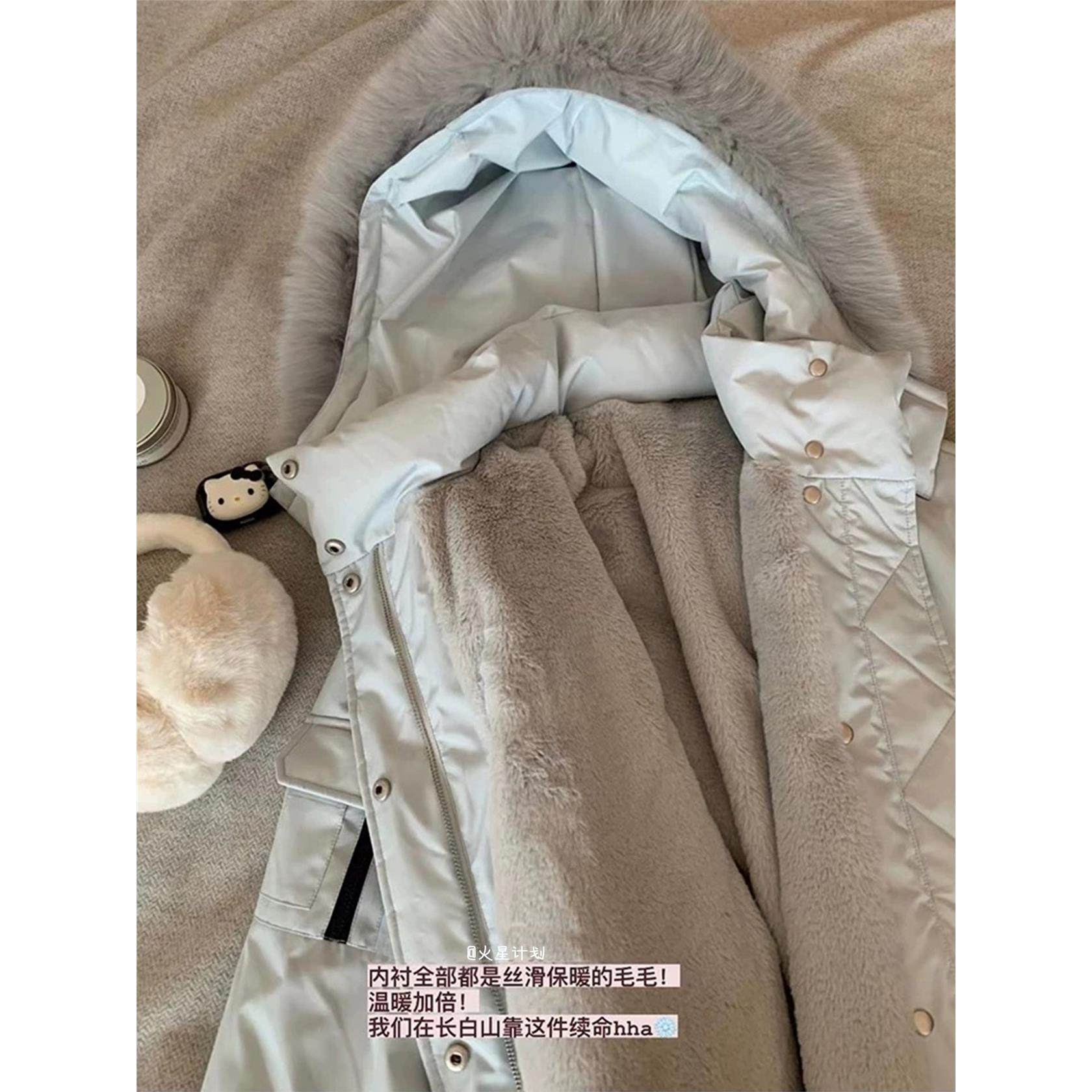 派克服外套2025新款高级感冰川蓝加绒加厚棉衣棉服女工装毛领棉袄,淘宝优惠券,粉丝福利购,淘宝优惠卷