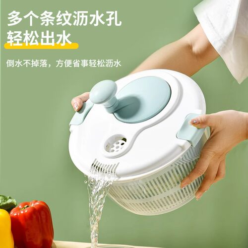 沙拉蔬菜脱水器家用沥水甩干机水果手动甩水篮厨房工具洗菜盆神器 - 图2
