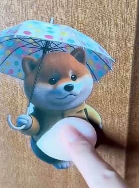 柴犬立体开门防撞贴纸解压