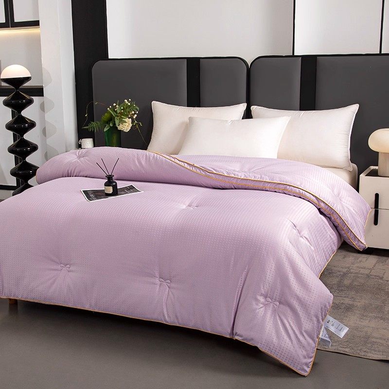 FUANINAIART家纺贡缎提花大豆黄金丝被单双人被子被芯送皮革包装A