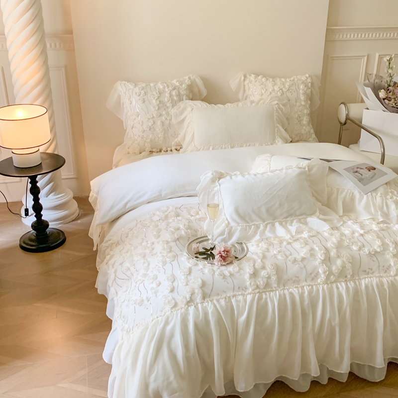 FUANINAIART高端法式浪漫玫瑰故事加厚婴儿绒四件套床单款床盖款 - 图3