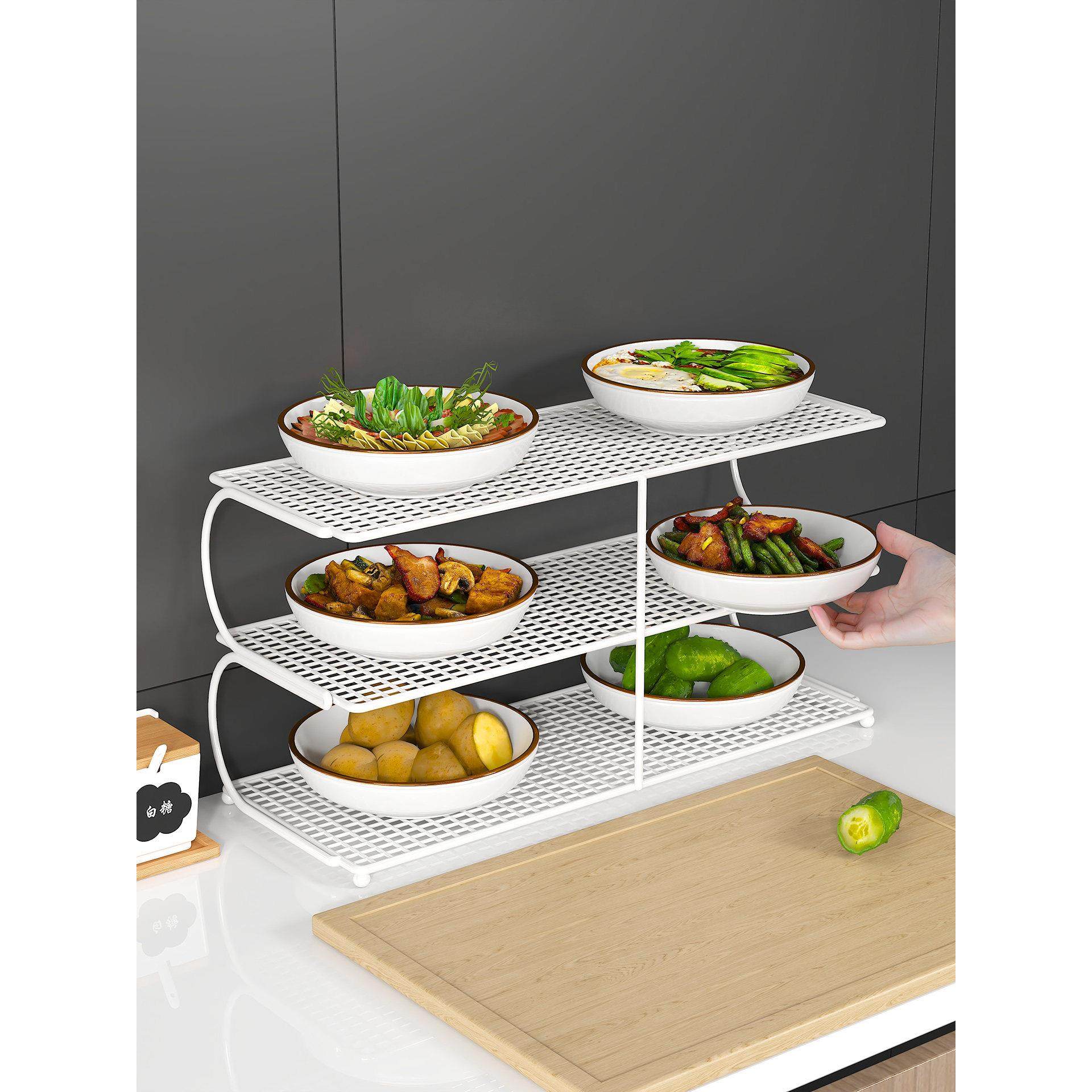 厨房备菜置物架多层台面备菜盘多功能碗碟收纳灶台炒菜火锅放菜架,淘宝优惠券,粉丝福利购,淘宝优惠卷
