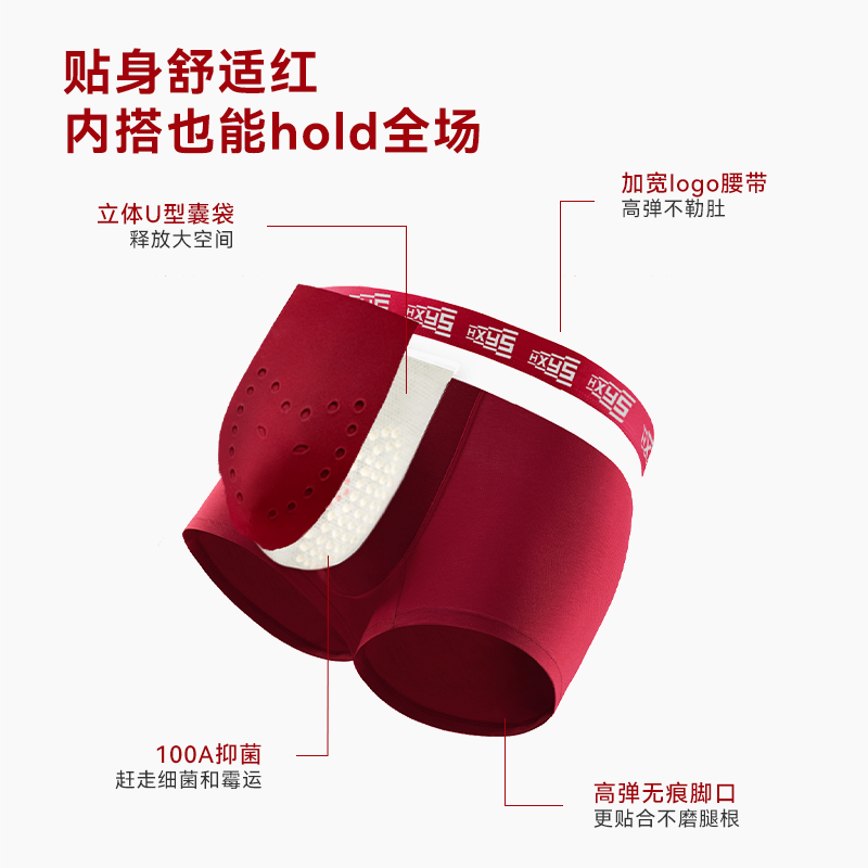 野兽来了唤醒野兽红内裤男本命年生蚝养护抑菌四角短裤鸿运礼盒装,淘宝优惠券,粉丝福利购,淘宝优惠卷