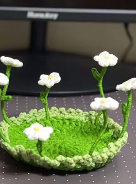 小清新手工钩织小花咖啡杯垫隔热