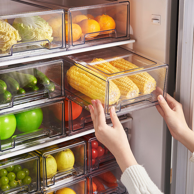 洋洋鱼冰箱冷冻抽屉式收纳盒果蔬专用保鲜盒食品级抽拉储物整理盒,淘宝优惠券,粉丝福利购,淘宝优惠卷