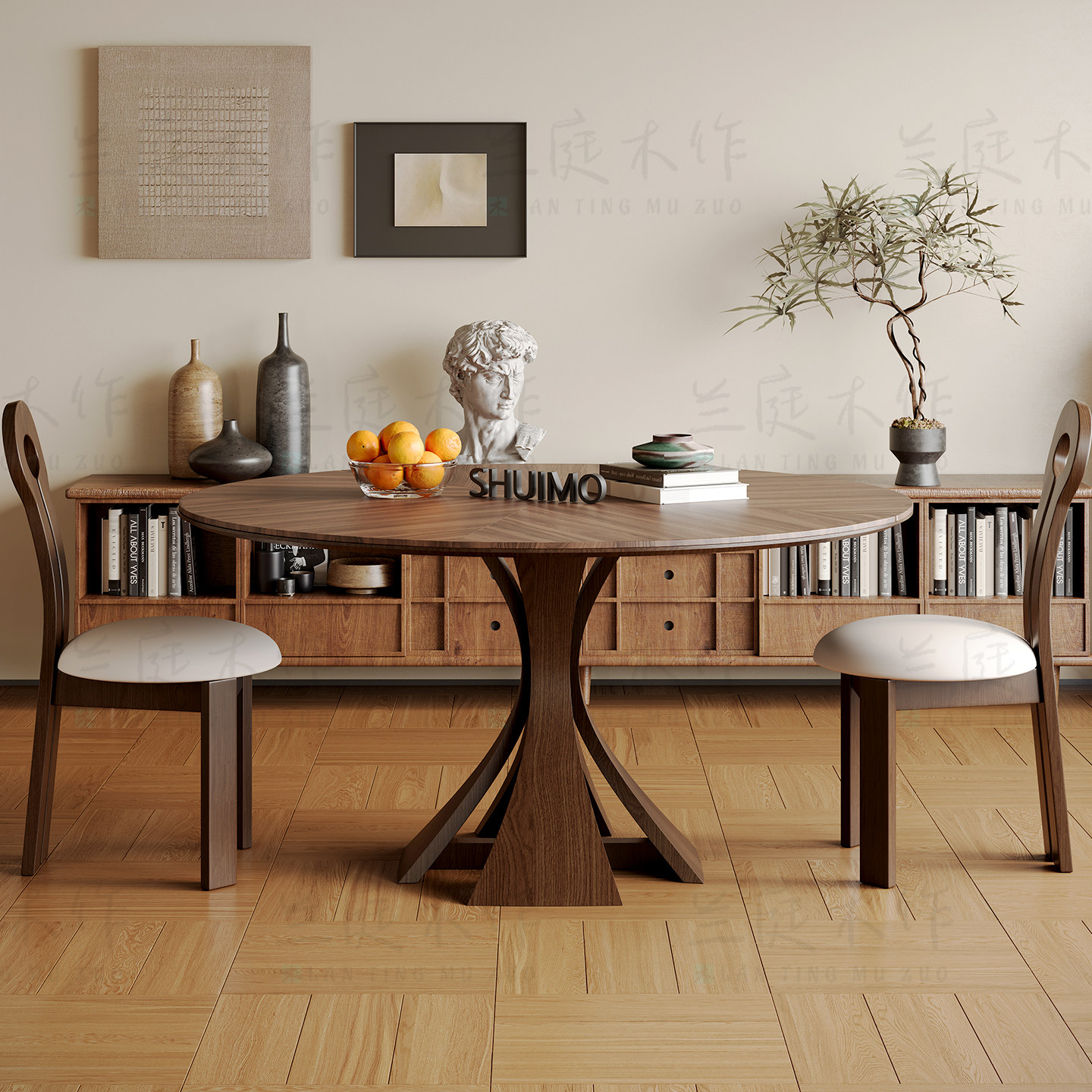 法式奶油复古风实木德利丰岩板家用黑色窈窕饭桌胡桃色圆餐桌椅子,淘宝优惠券,粉丝福利购,淘宝优惠卷