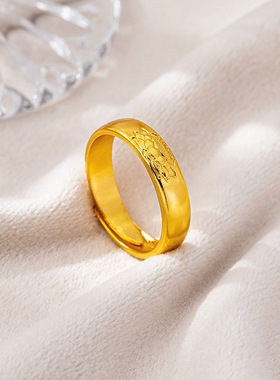 潮流越南沙金指环宫廷风莲花活口戒指女百搭高级久不掉色饰品女款