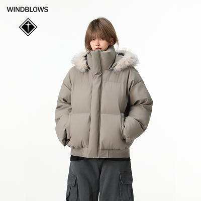 WIND BLOWS棉衣连帽外套男女同款2025冬新款棉服加厚保暖面包服