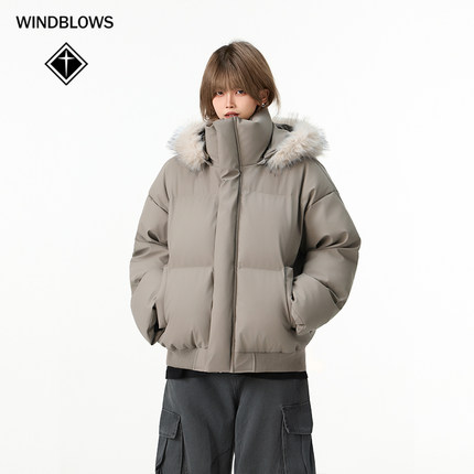 WIND BLOWS棉衣连帽外套男女同款2025冬新款棉服加厚保暖面包服