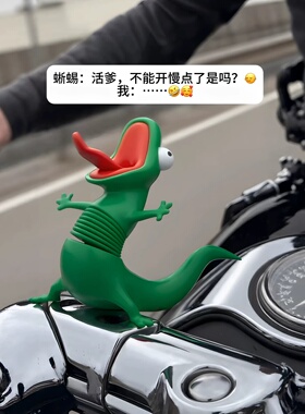 一起摇摆！尖叫弹簧蜥蜴摩托车摆件3d打印车把手装饰搞笑摇摇乐
