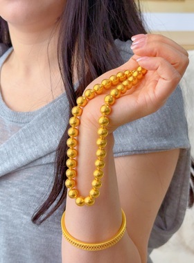 金包银古法圆珠项链金店爆款专柜