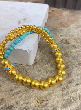 金包银手链绿松石手串黄金包银