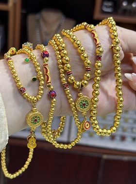 金包银圆珠手串多圈黄金同款项链