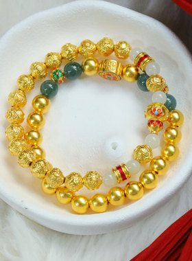 盛尊金包银手链翡翠珐琅彩葫芦