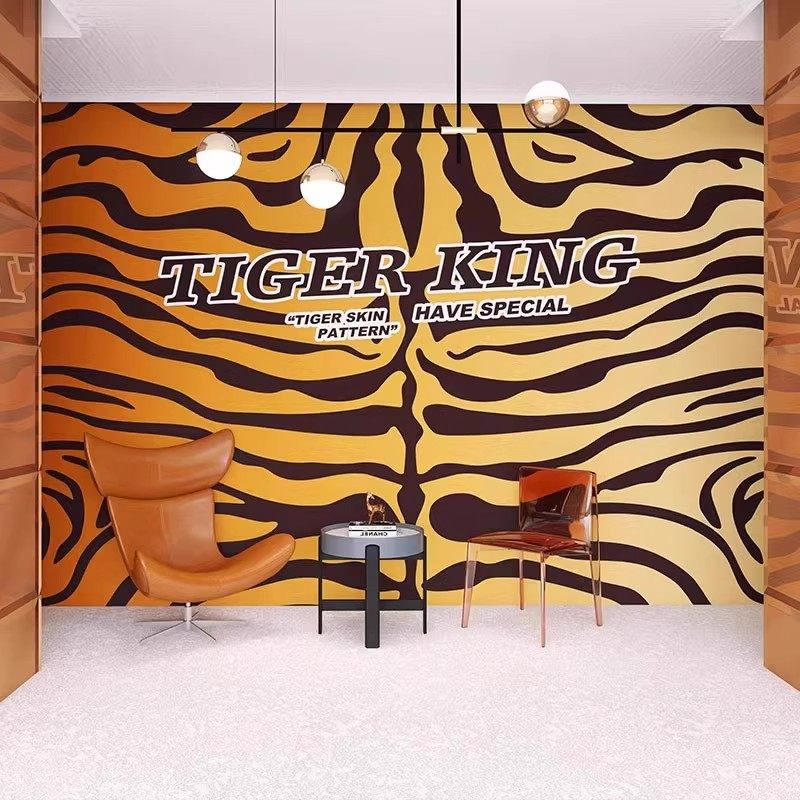 艺术斑马条纹背景墙纸定制服装店壁布美容院壁画网红拍照店铺墙布,淘宝优惠券,粉丝福利购,淘宝优惠卷