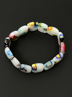 Vintage古着 White colored glazed flower bracelet手链