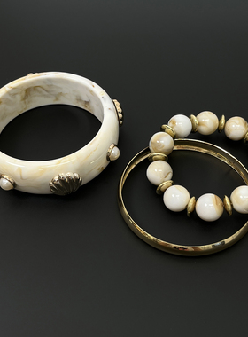 Vintage古着 Bohemian milk coffee bracelet set手镯