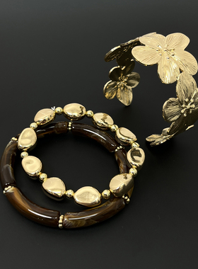Vintage古着 Golden flower bracelet set手镯套装
