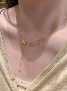 超仙金蝴蝶流苏项链轻奢复古精致