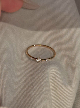 素圈四叶花戒指小众设计复古百搭