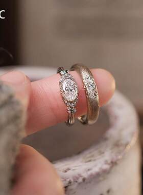 精致檀花闪仿钻戒指轻奢高级感女