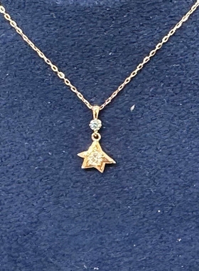 独特不规则金色幸运星项链设计感