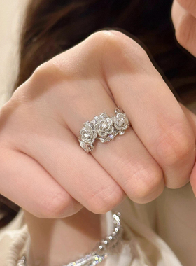 中古Vintage玫瑰花戒指精致小众