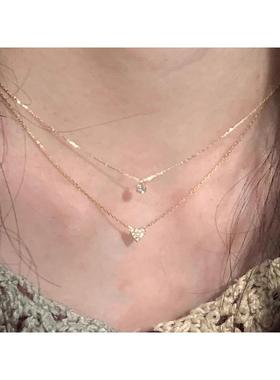 日系叠戴极细爱心吊坠项链高级感