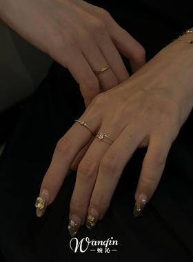 超闪水滴双层戒指清冷感简约精致