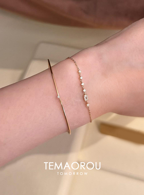 日系极细仿水晶手镯复古简约气质