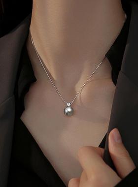 秋冬新款仿珍珠项链高级感可抽拉