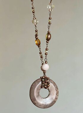 复古小众设计圆形吊坠项链女简约