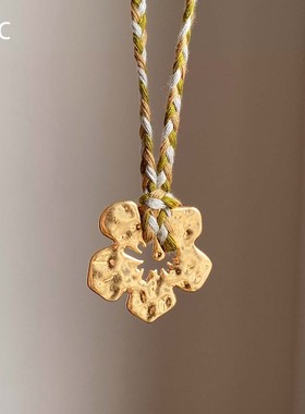 森系小清新扶桑花编织项链小众夏