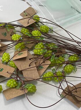 森系绿色仿岫玉青提项链清新甜美