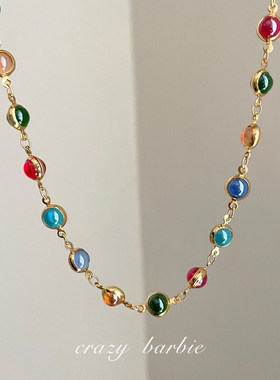 多巴胺彩色串珠项链清冷感卫衣链
