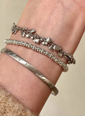 银色拉丝麦穗南瓜手串清冷感精致