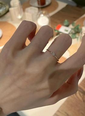 极细款仿钻金色戒指女款轻奢精致