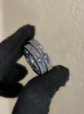 超精致黑紫色星芒戒指个性独特女