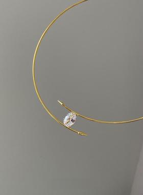 中古vintage不规则金属仿钻项链