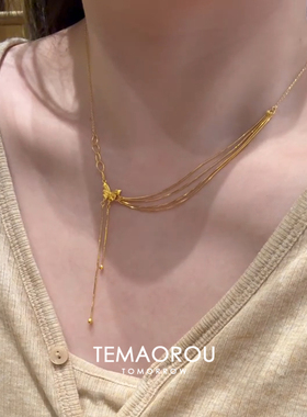 超仙金蝴蝶流苏项链轻奢复古精致